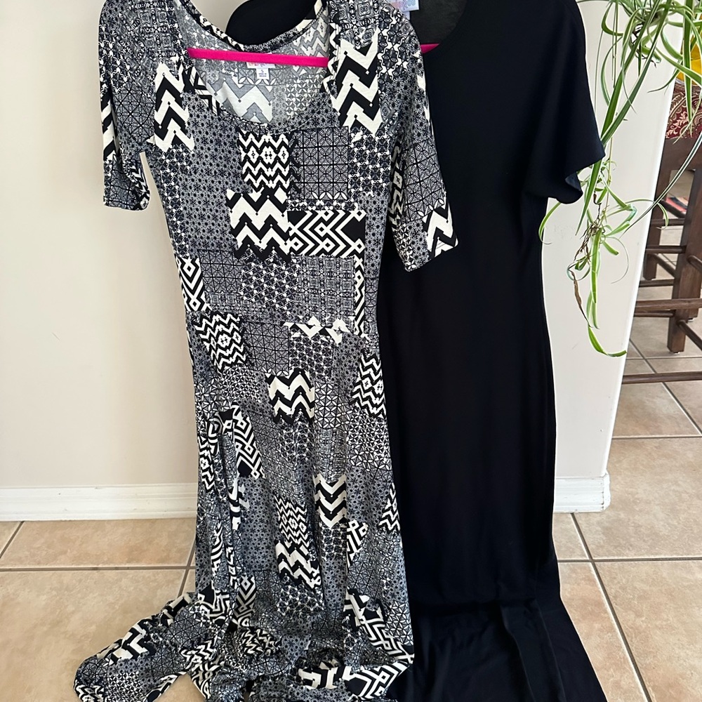 LuLaRoe Black and White Fit and Flare Maxi Dress